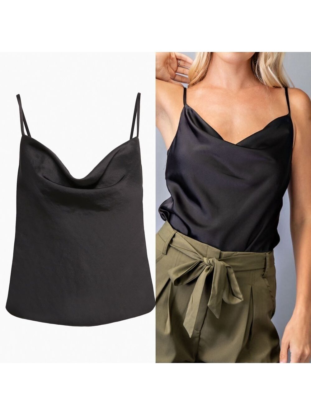 The Drop Womens Christy Cowl-Neck Cami Silky Stretch Top size 2X